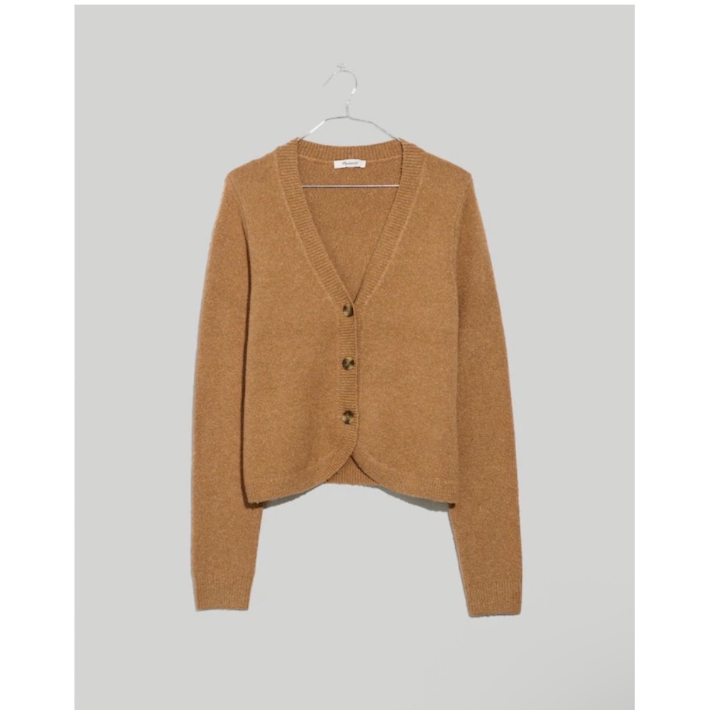 Madewell Haskell Crop Cardigan Sweater XS Brown Cotton Wool Blend Granola